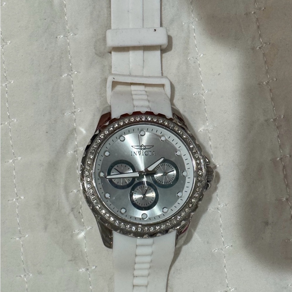 Invicta Women's Silver Dial with White Strap Watch